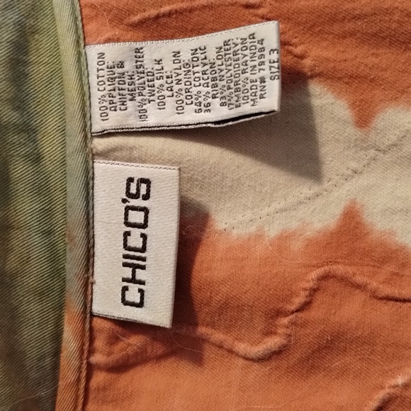 Chico's mandarin button front tapestry patchwork cotton loose fitting jacket top - Picture 8 of 10